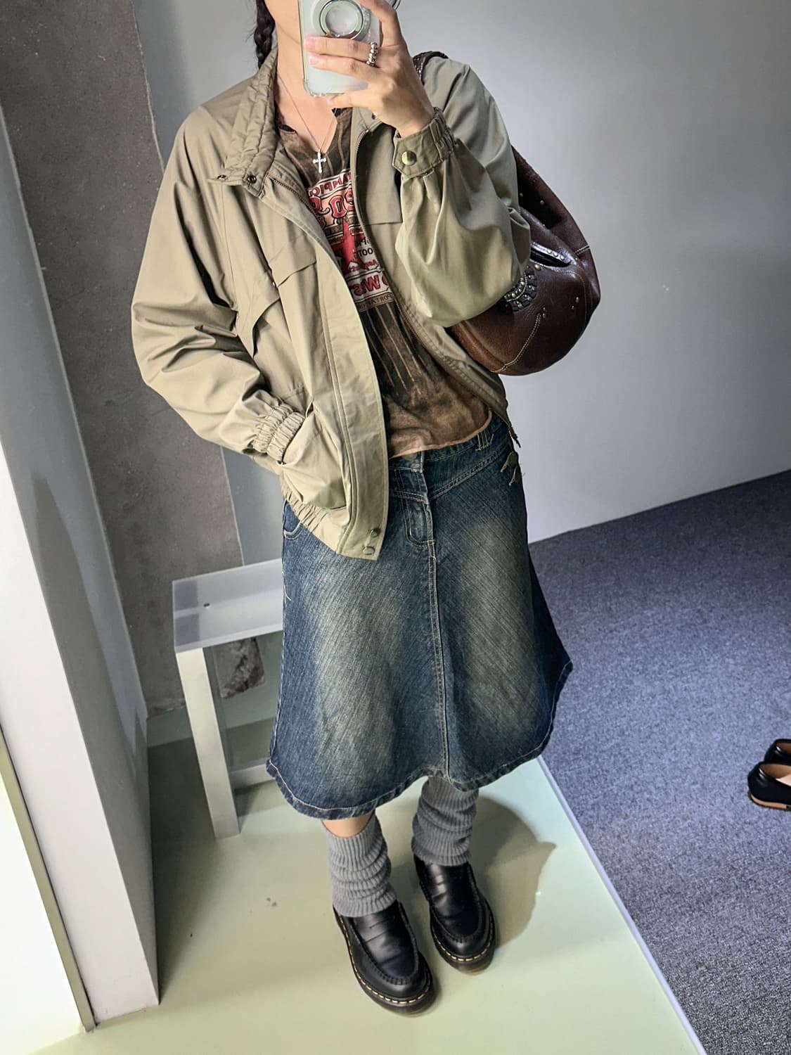 khaki pocket short high neck jacket 상품이미지2