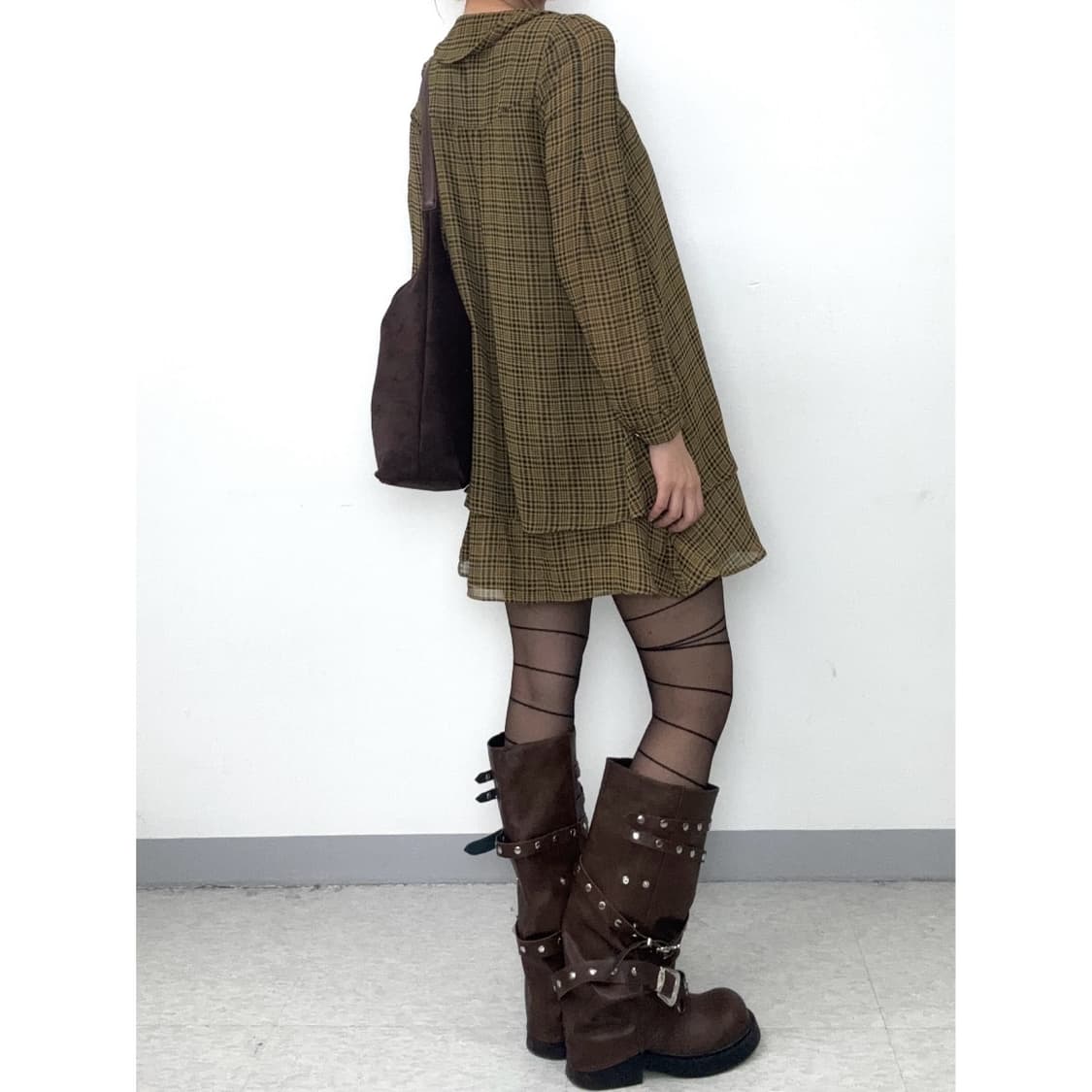 빈티지 체크 원피스 상품이미지2