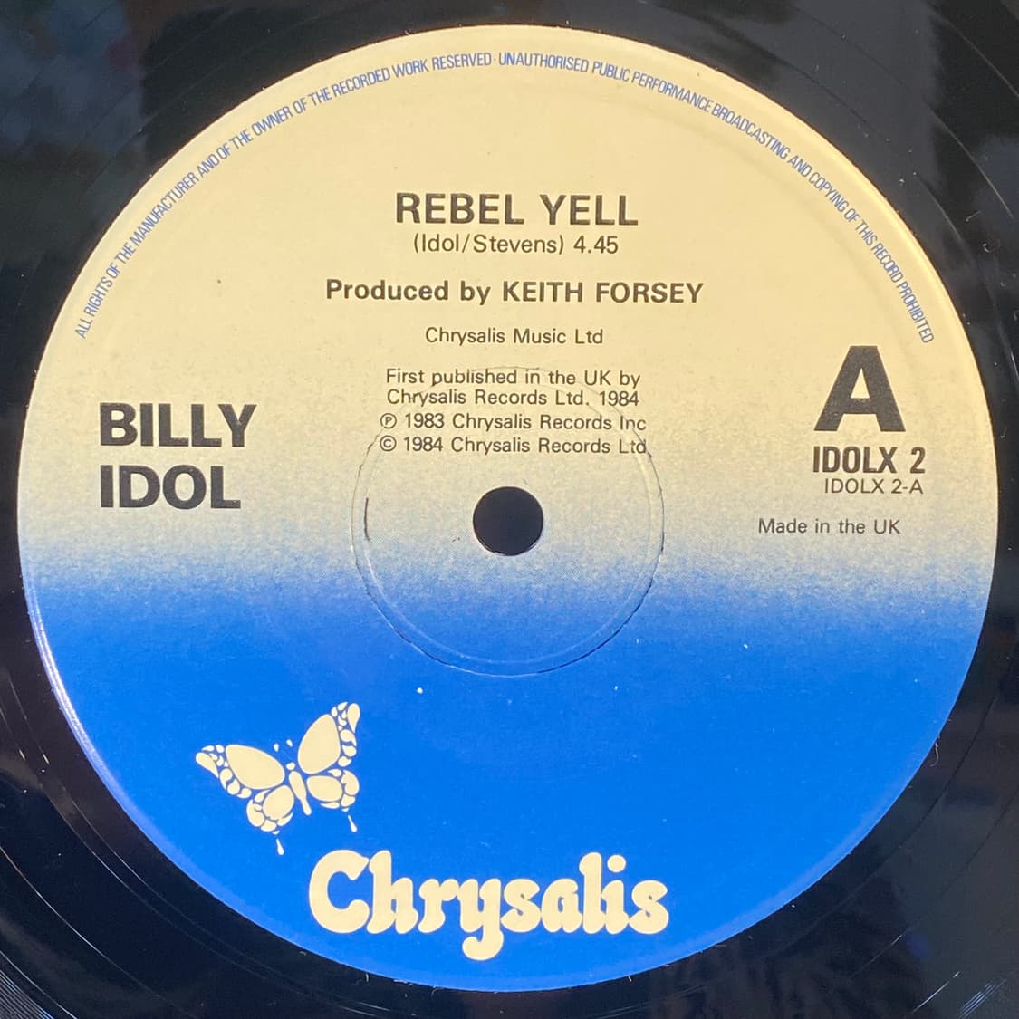 (중고LP-팝록) Billy Idol -Rebel Yell(싱글) 상품이미지4