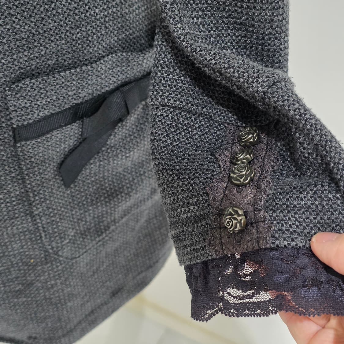 일본엑시즈팜 양지뢰 로즈레이스 니트 자켓 상품이미지2