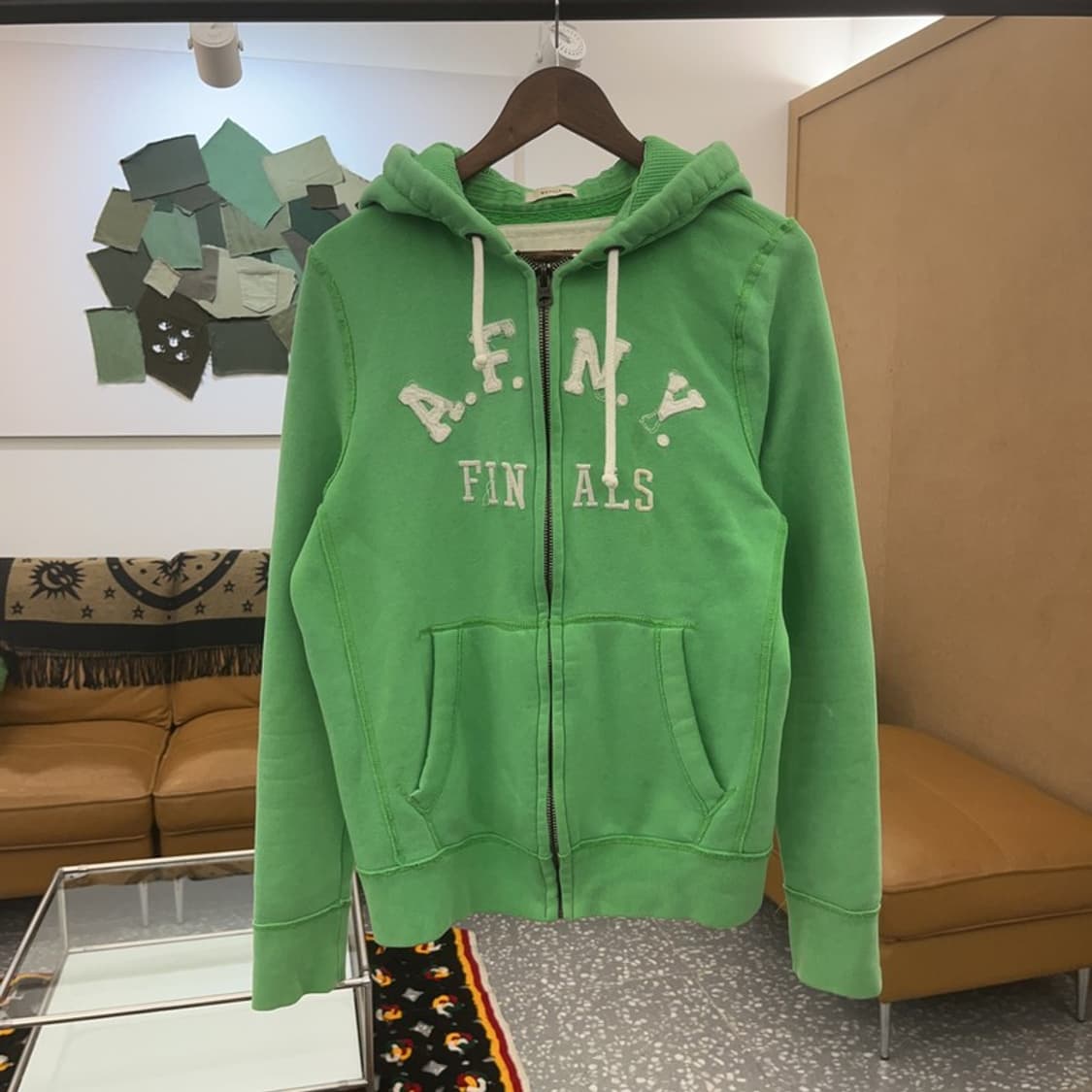 아베크롬비 올드스쿨 빈티지 Y2K 말차 기모 후드집업 M C06538 상품이미지3