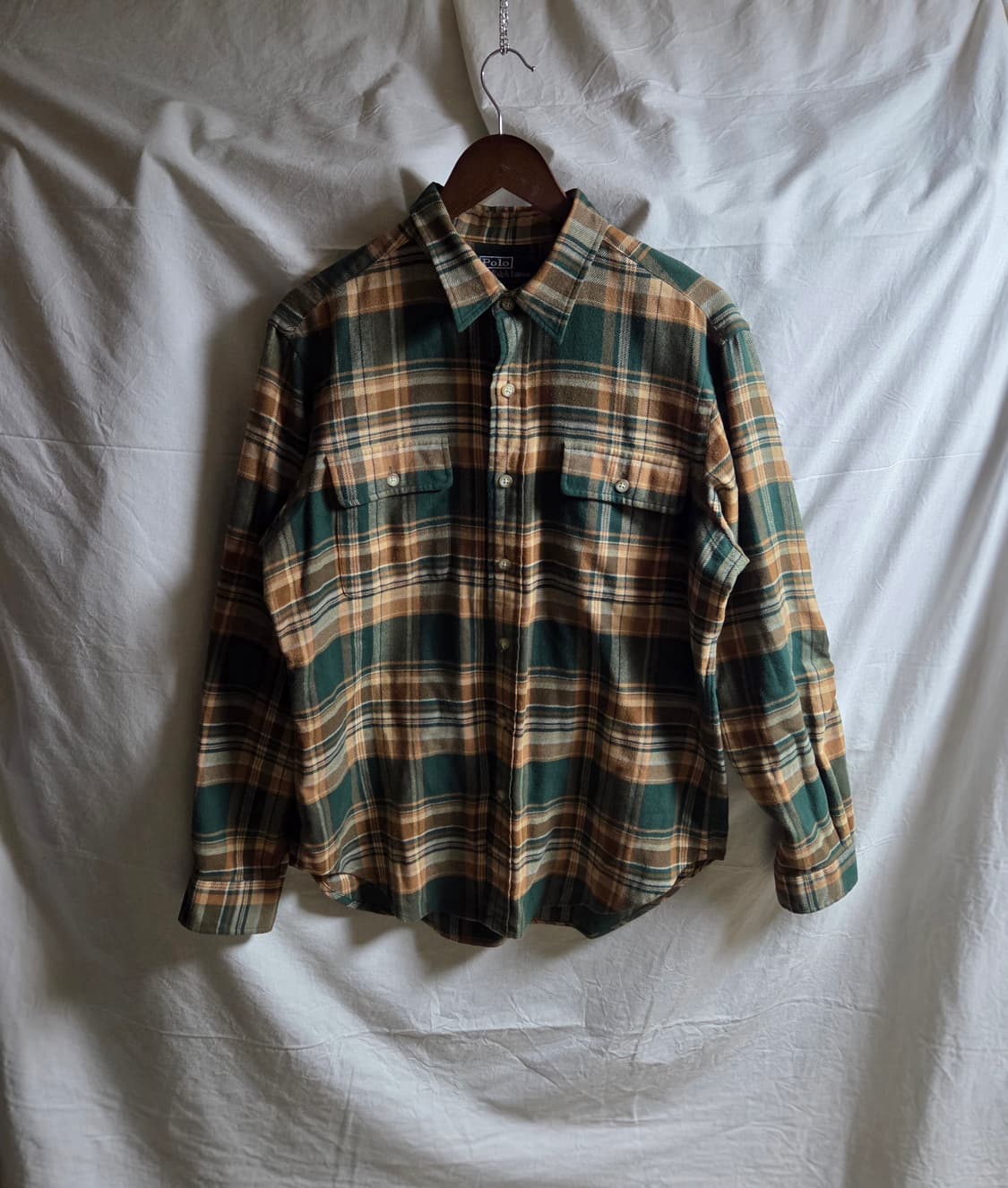 폴로 랄프로렌 체크 플란넬 셔츠 긴팔 그린 브라운 L 상품이미지1