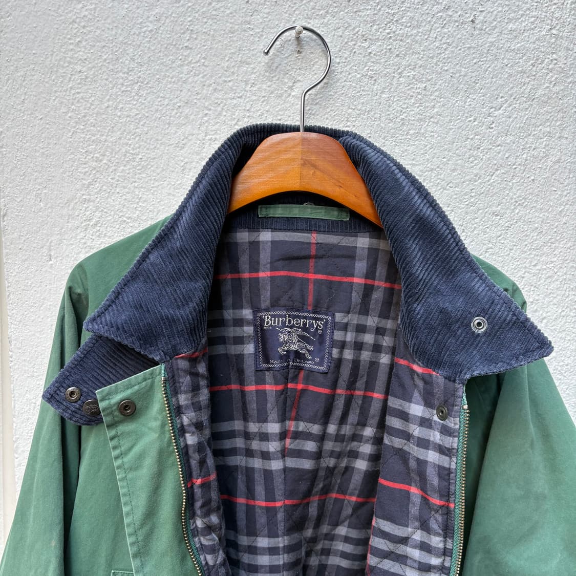 80s 버버리 페이딩 그린 체크 안감 필드 자켓 상품이미지8