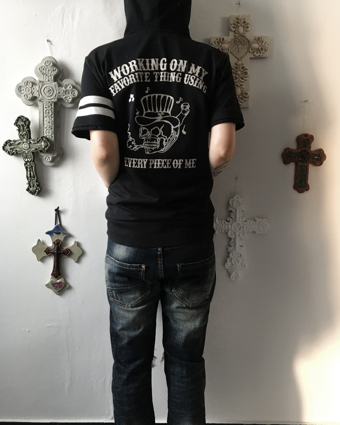 Back skull needle work hood zip up 상품이미지1