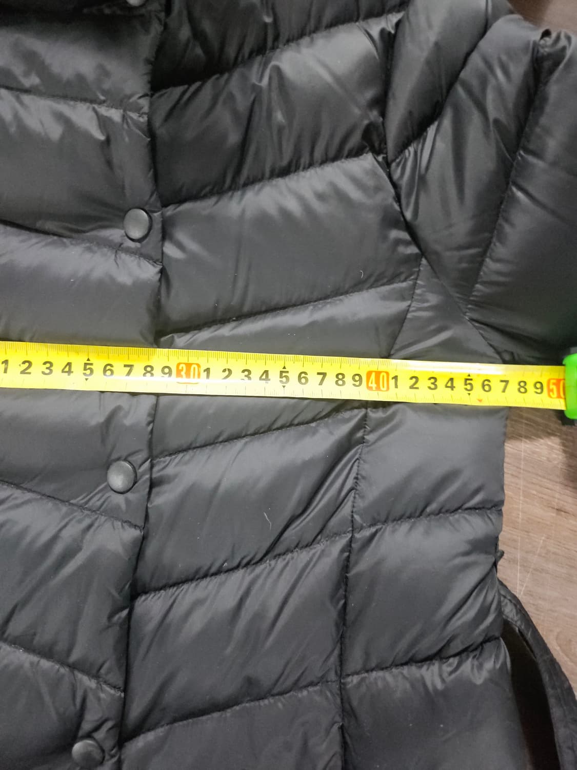 난닌구 블랙 롱 경량 패딩 벨트 후드 코트 S 상품이미지5