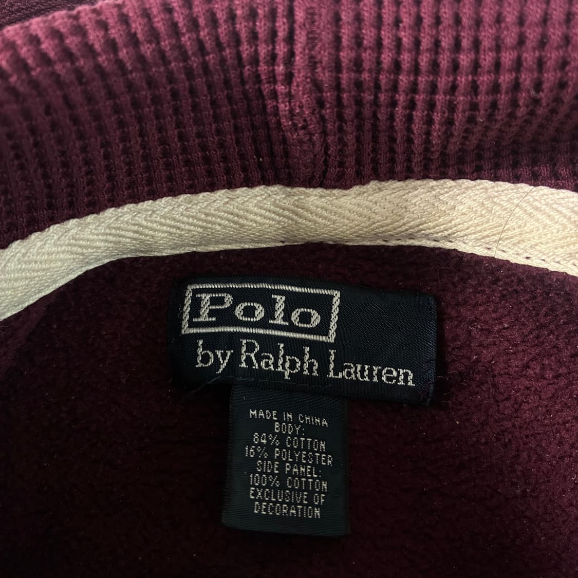 Polo  폴로 랄프로렌 자수 코튼 버건디 써멀 후드집업  상품이미지5