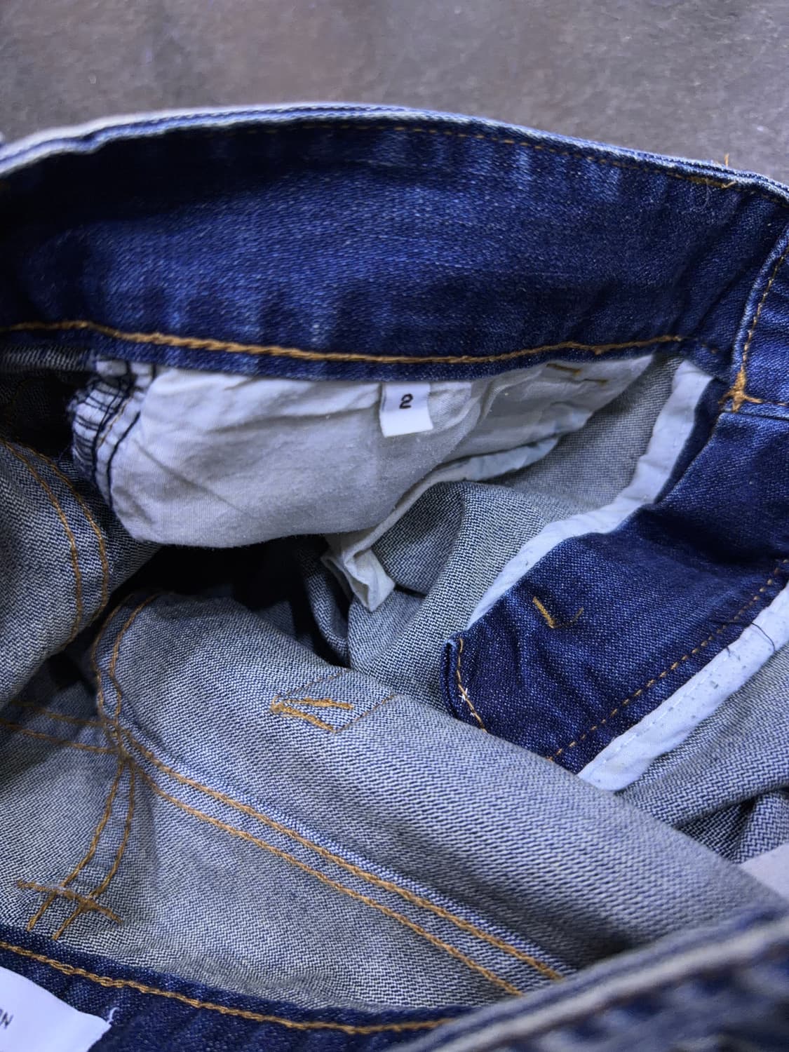 삼선 라인 닻 프린팅 테이퍼드핏 워싱 데님팬츠 2 사이즈 (32) 상품이미지8