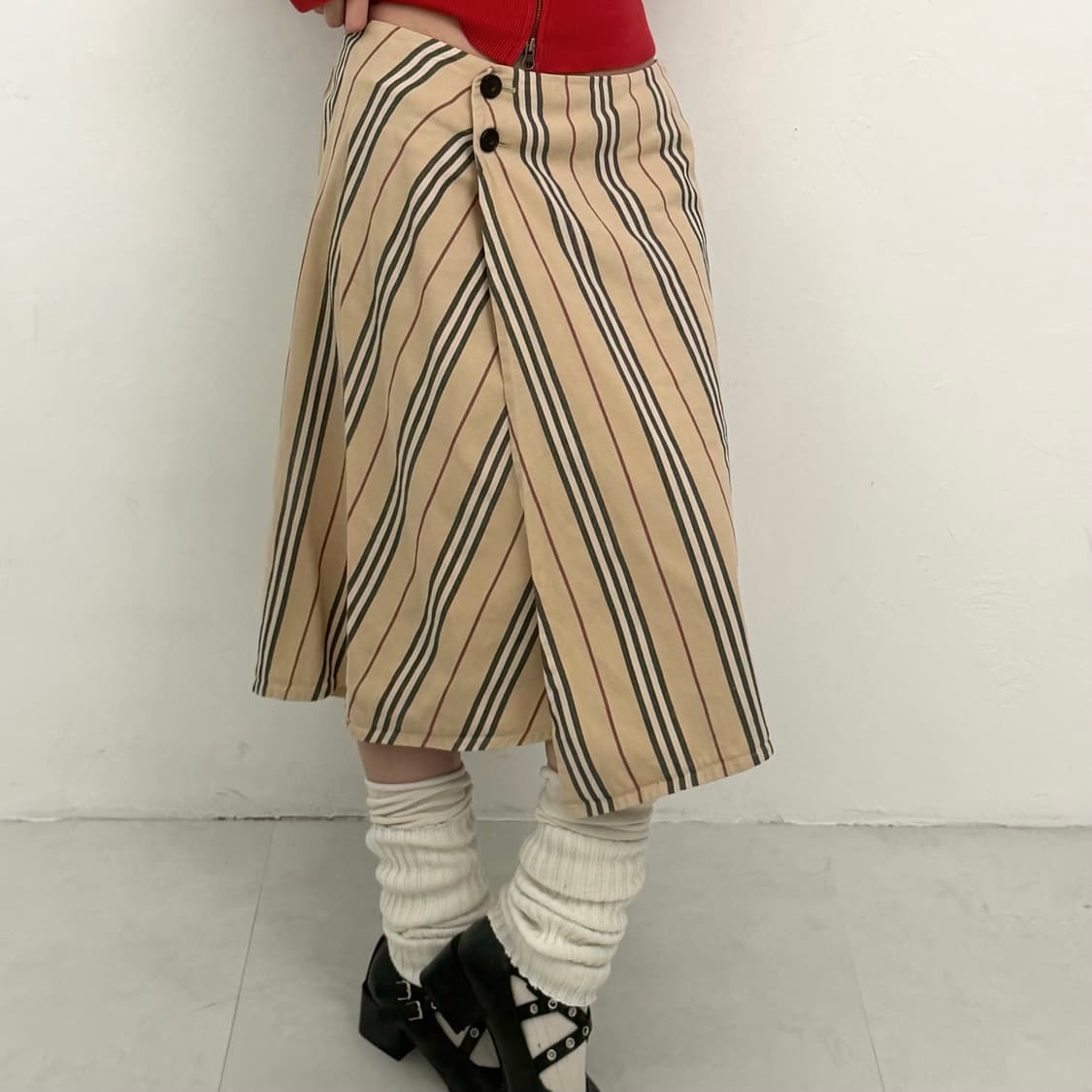 버버리 스트라이프 랩 스커트 상품이미지1