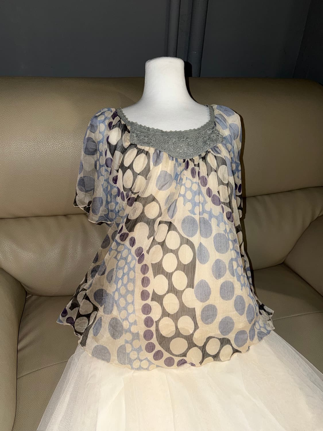 Only! color mix dot pattern blouse 상품이미지2