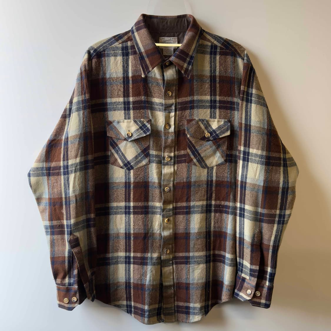 80s Sears 긴팔 체크 셔츠 상품이미지1