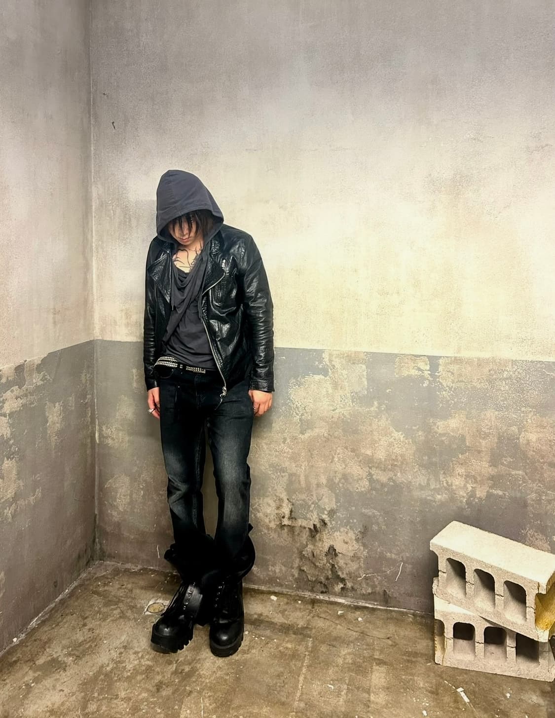 + - X Homme 드레이프 레이어드 후드 롱슬리브 상품이미지1