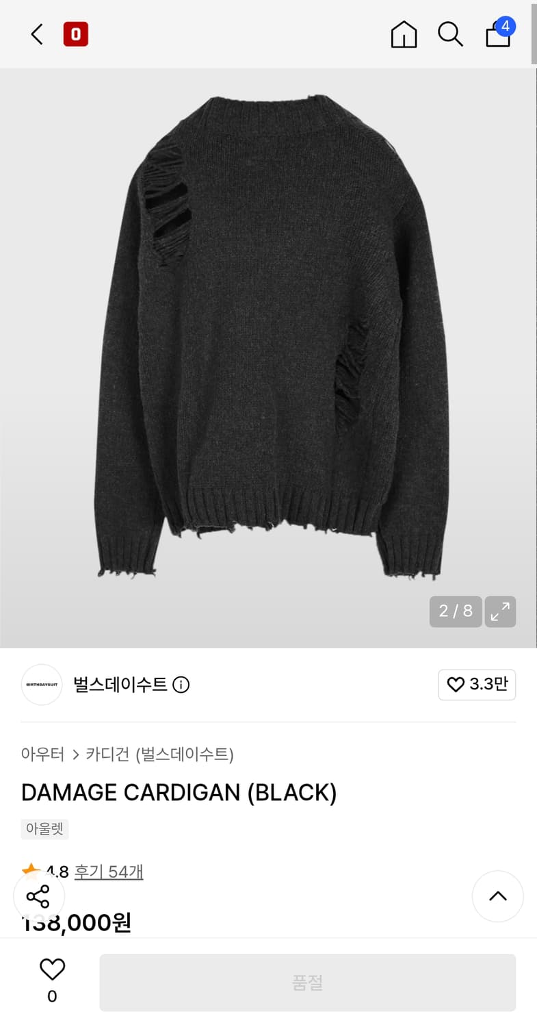 벌스데이수트 데미지 가디건 상품이미지3