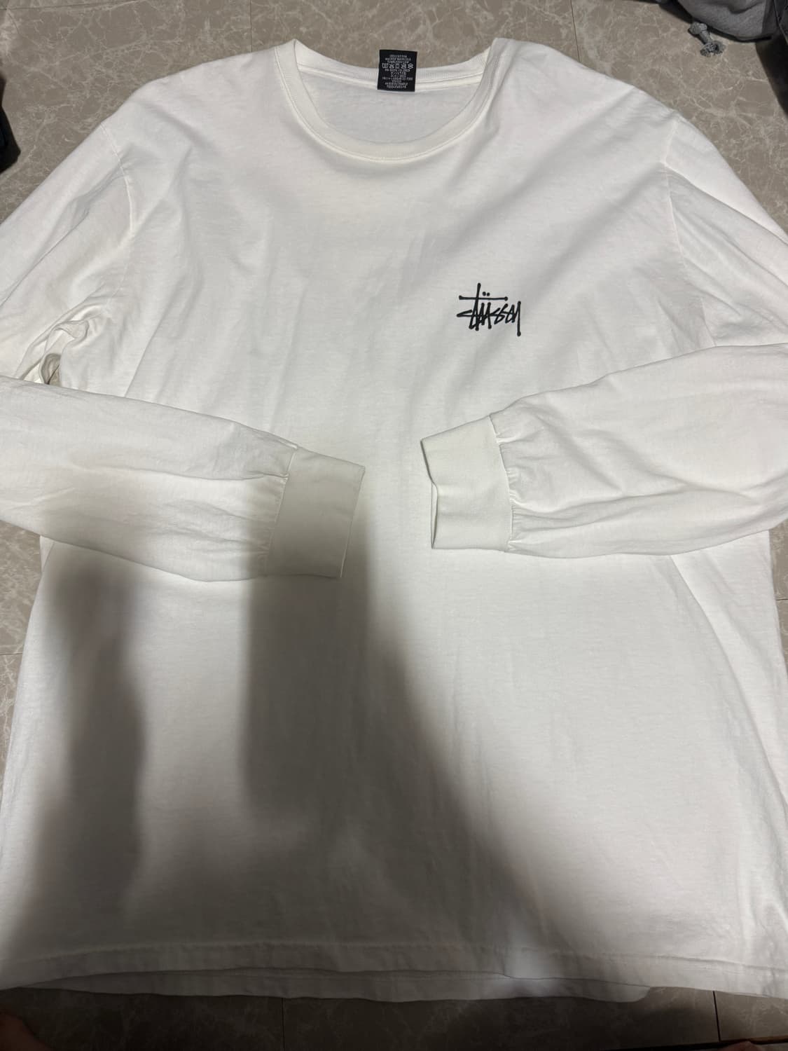 L사이즈 스투시 베이직 피그먼트 다이드 롱슬리브 네츄럴 상품이미지1