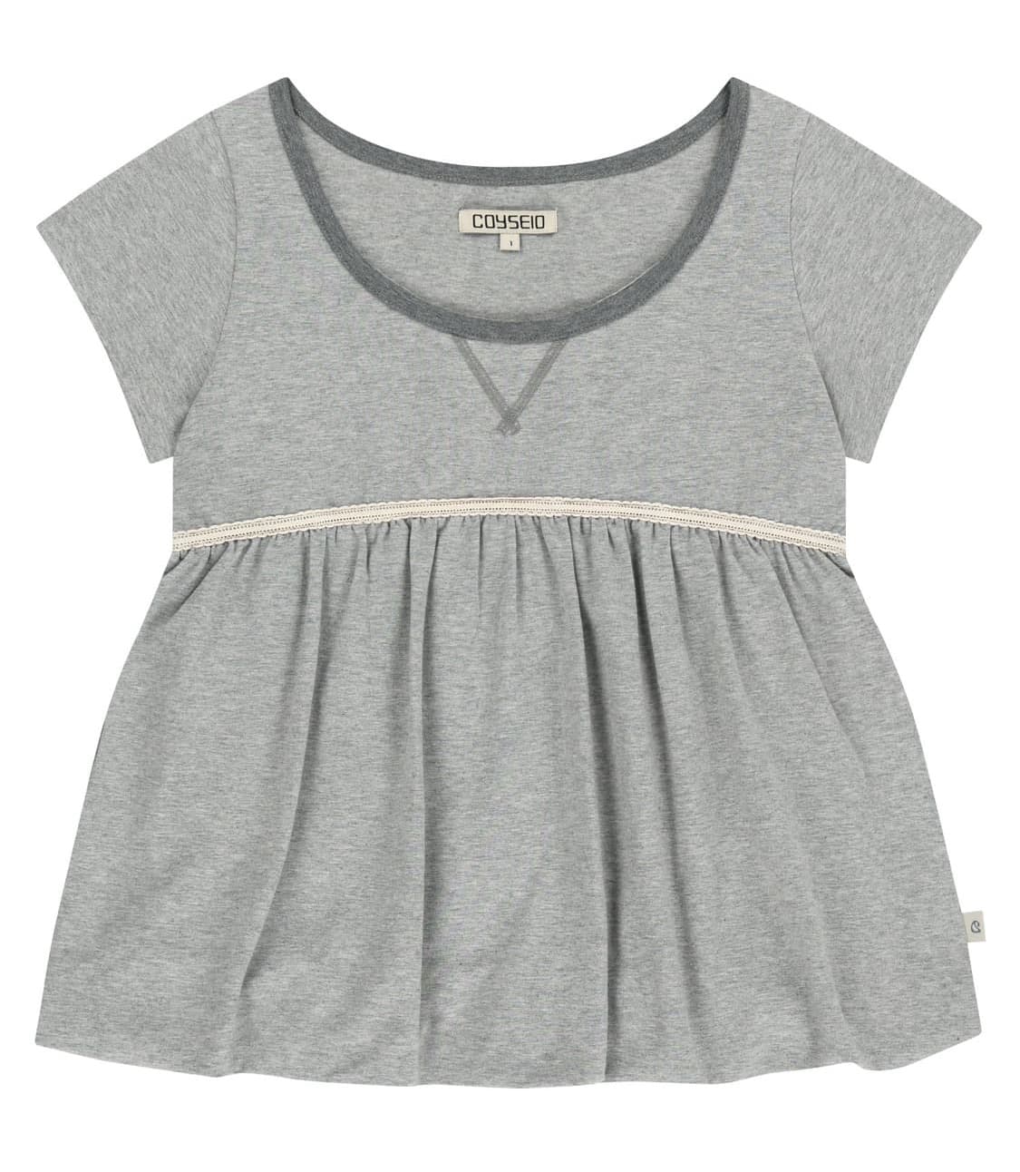 코이세이오 레이스벌룬티셔츠 멜란지그레이 상품이미지1