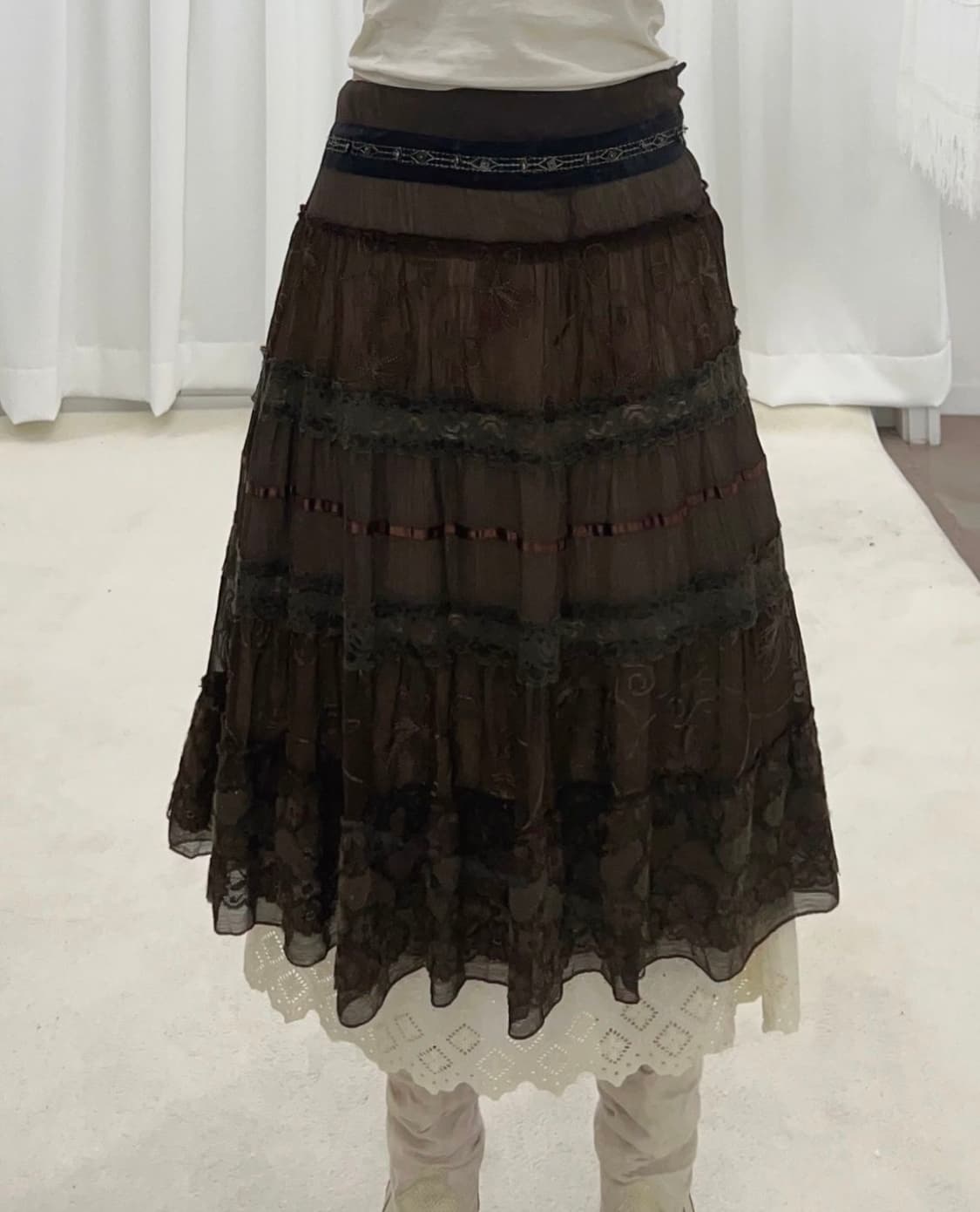 페어리걸 빈티지 스커트2 + 슬리브리스 세트 상품이미지2