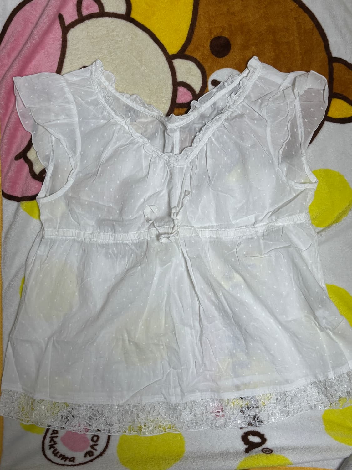 일본빈티지 모리걸 화이트 도트 레이스 천사 블라우스 상품이미지1