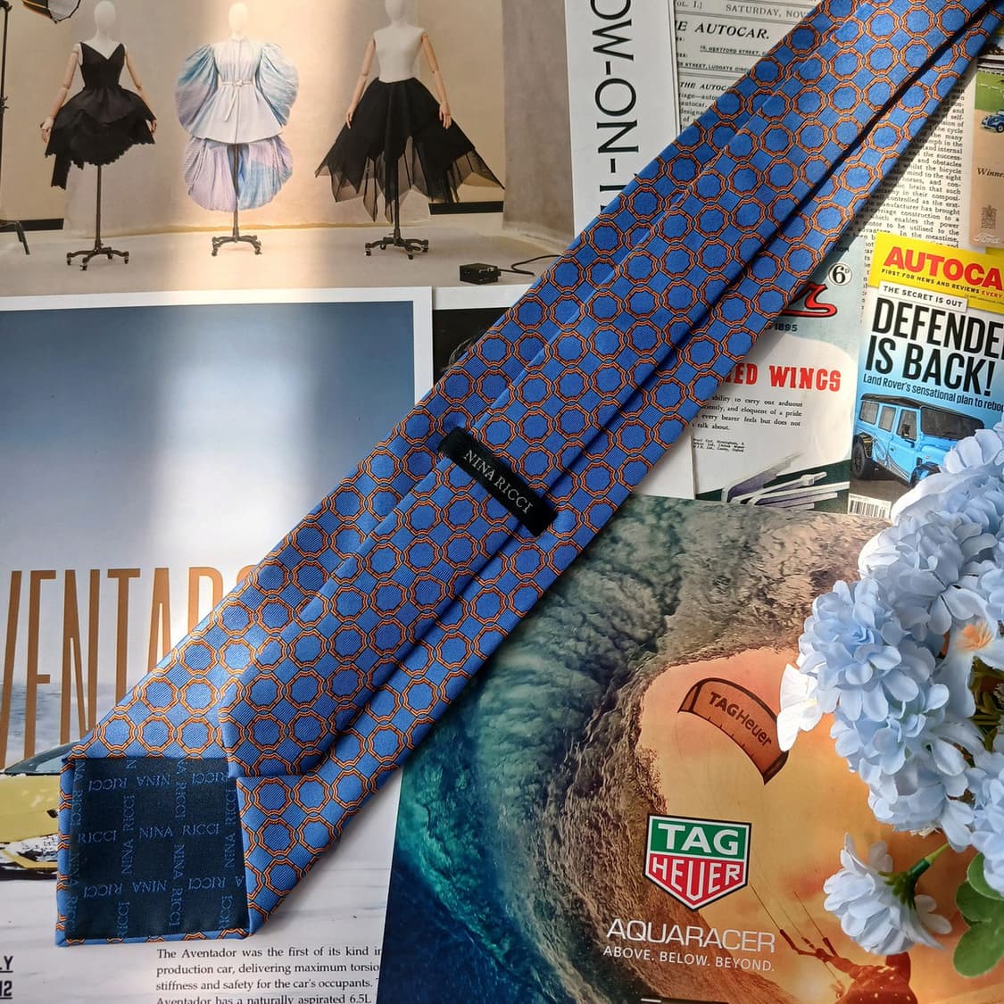 니나리치 실크 블루 패턴 넥타이 9.2cm A등급 A19835
 상품이미지6