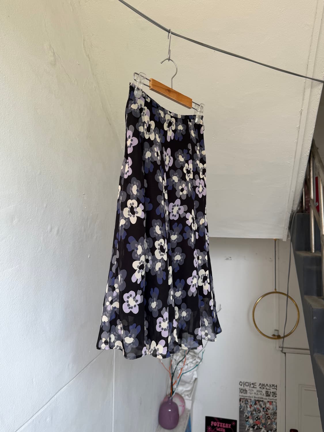 미디 플레어 플라워 퍼플 스커트 상품이미지5