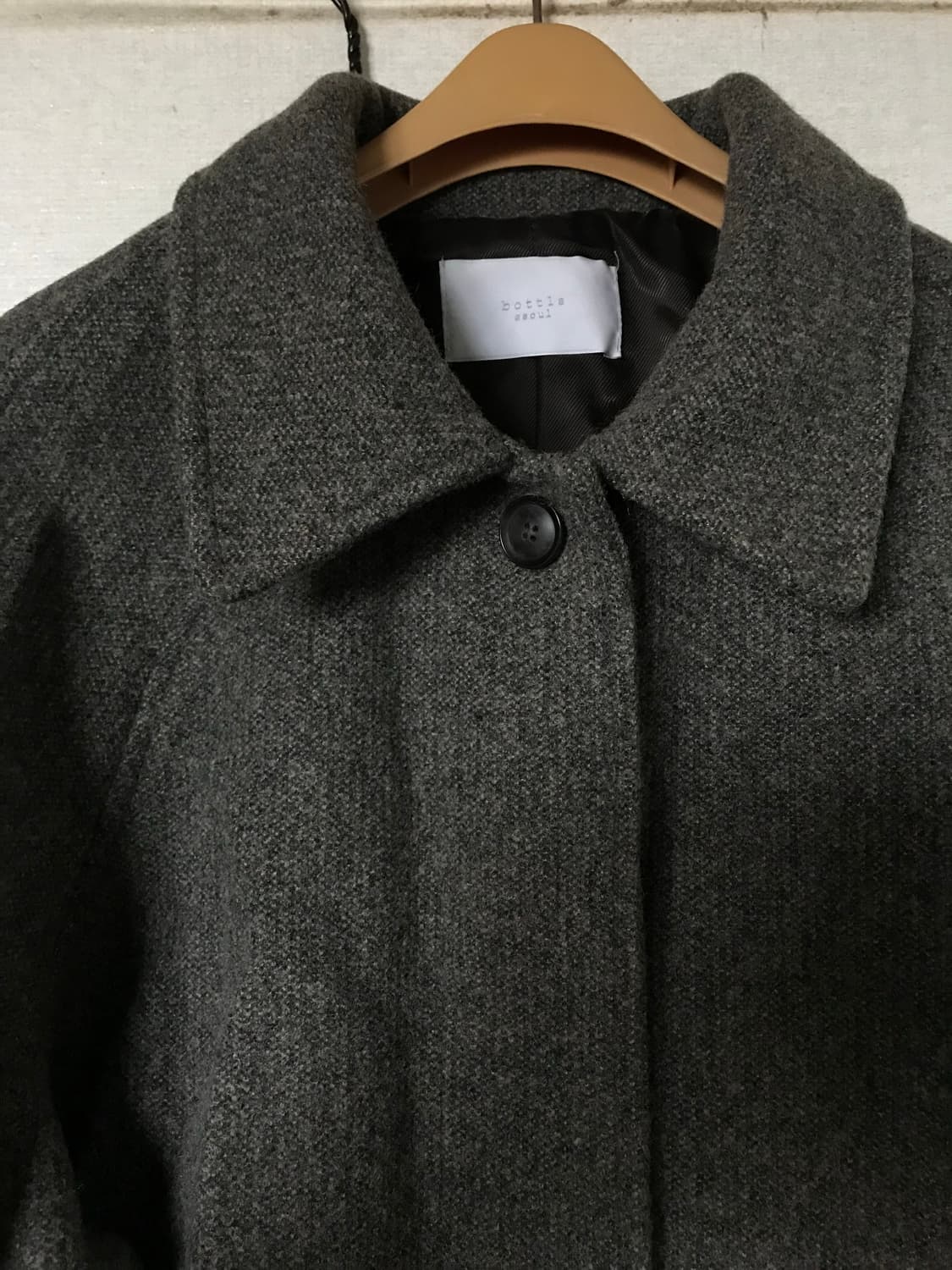 해링본울 차콜브라운 롱코트 상품이미지2