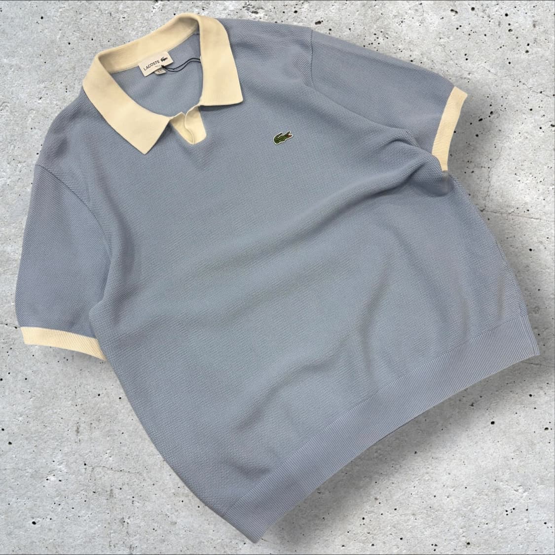 [XL] 라코스테 반팔 와플 니트 폴로 셔츠 블루 D366 상품이미지1