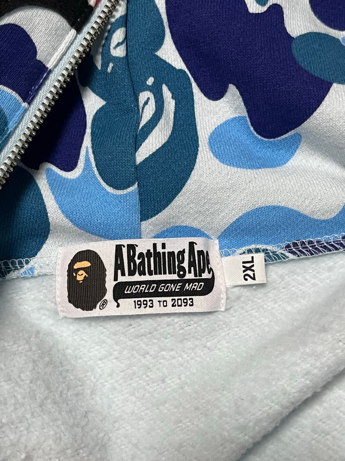 베이프 ABC 카모 샤크 하프 집 풀오버 후드 블루 상품이미지6