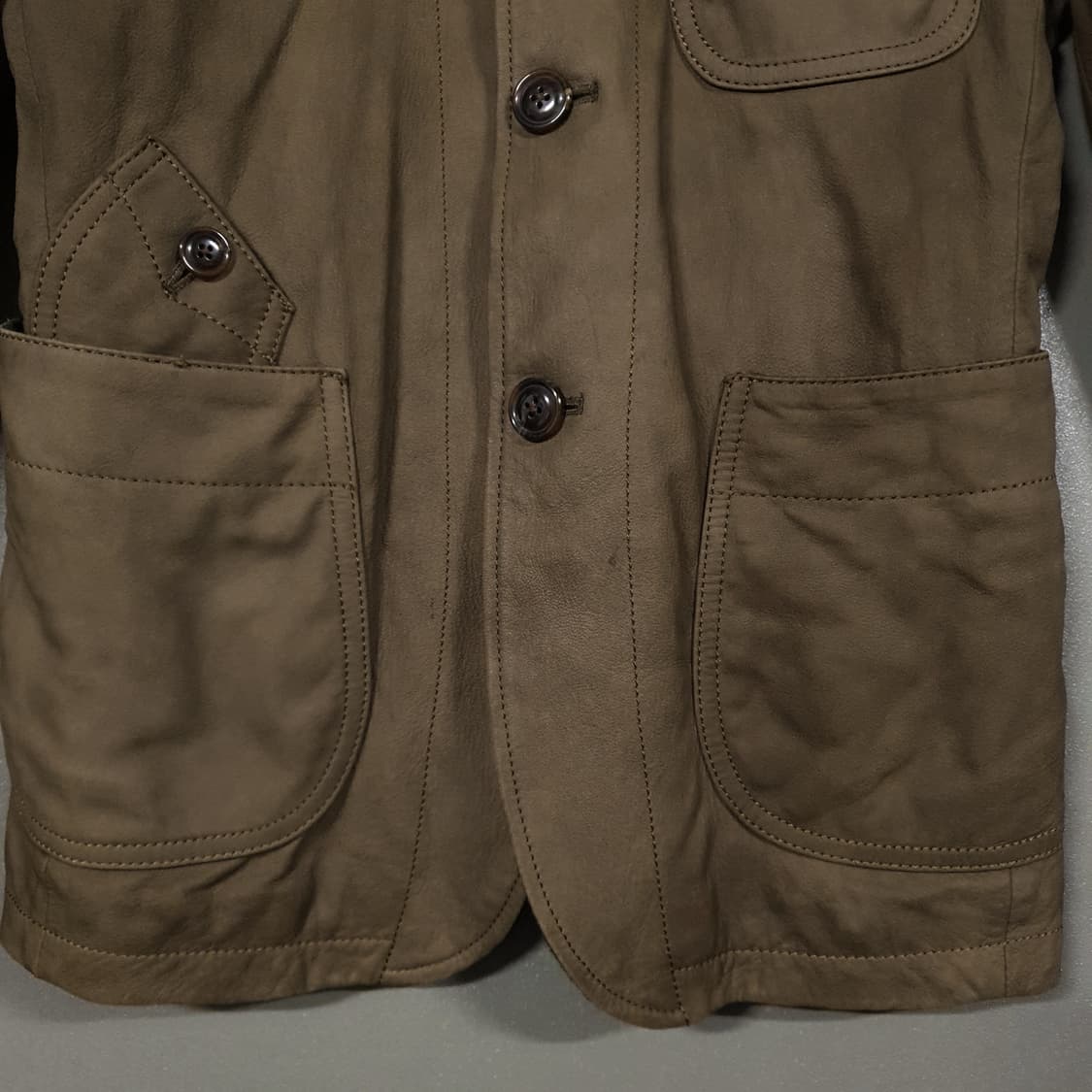 95) 커스텀멜로우 양가죽 램스킨 레더 엘보 패치 퀼팅 가죽 자켓 브라운 상품이미지3