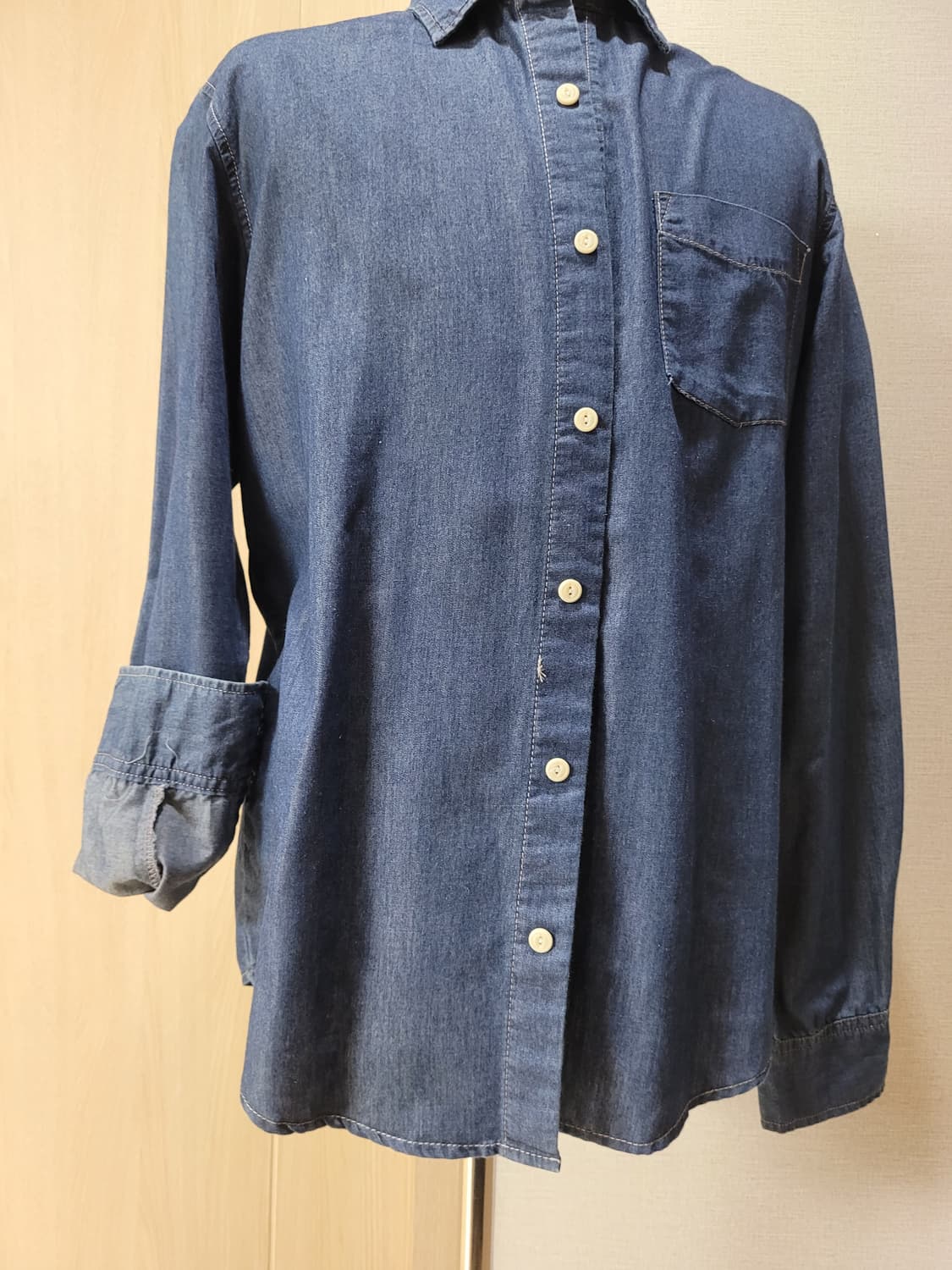 스파오 SPAO 남자 데님 셔츠 L 네이비 상품이미지3