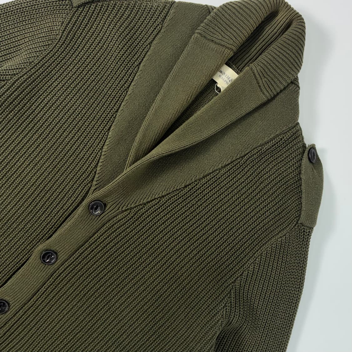 Polo  데님앤서플라이 카키 코튼 숄카라 니트 가디건  상품이미지3