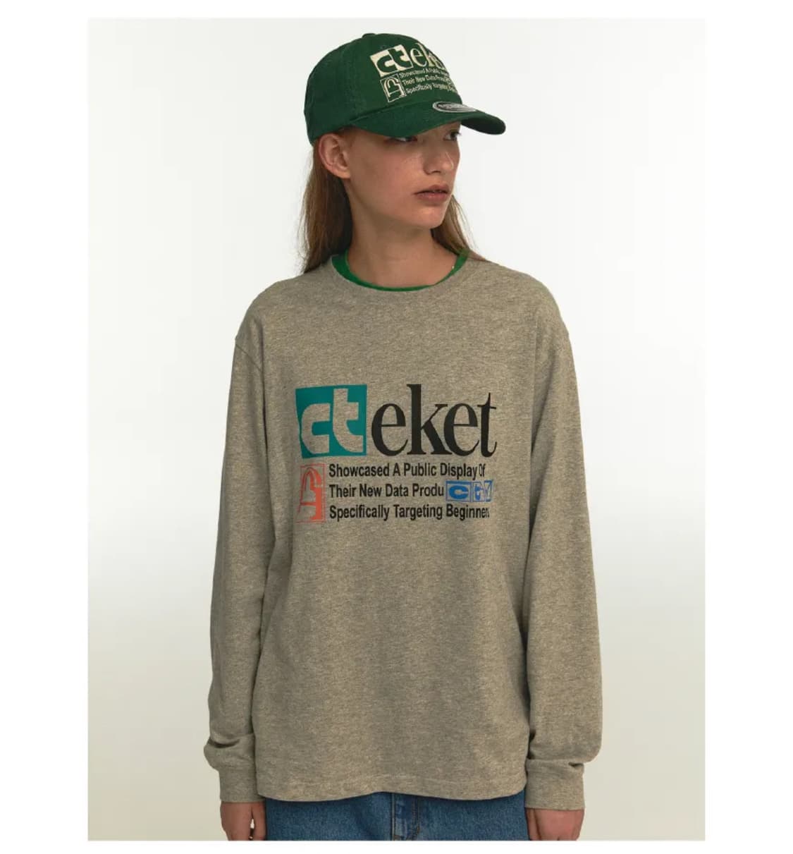 테켓 플랜 롱슬리브 티셔츠 멜란지 그레이 L 상품이미지1