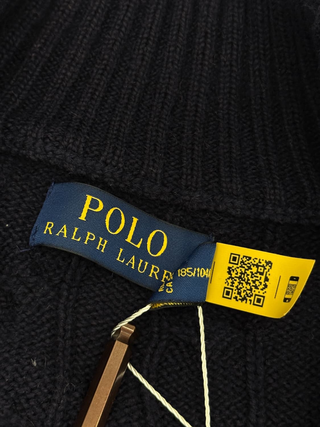 폴로 랄프로렌 오버핏 신형 QR라벨 딥네이비 케이블 코튼 니트 집업 상품이미지6