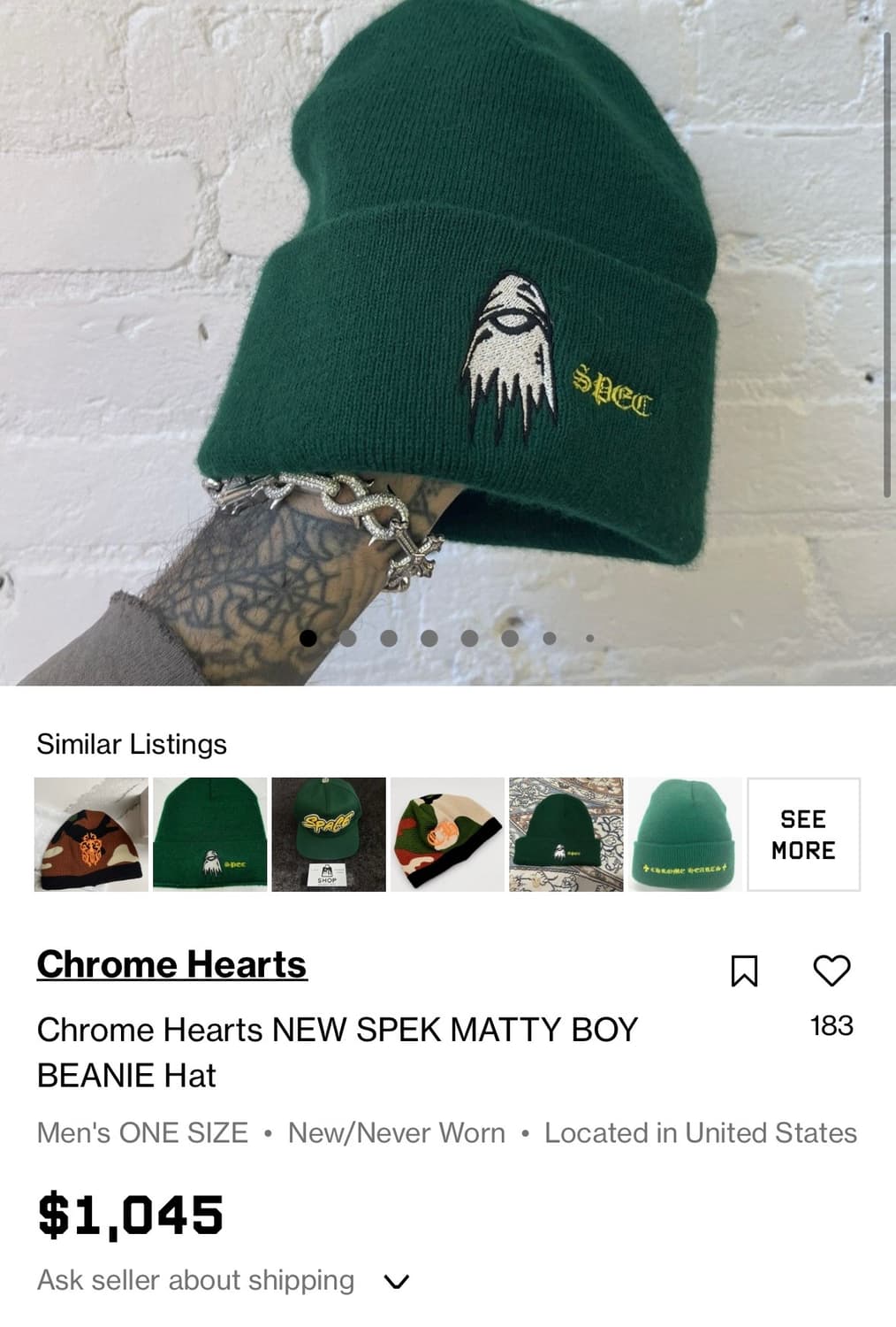 크롬하츠 매티보이 스팩 비니 그린 상품이미지1