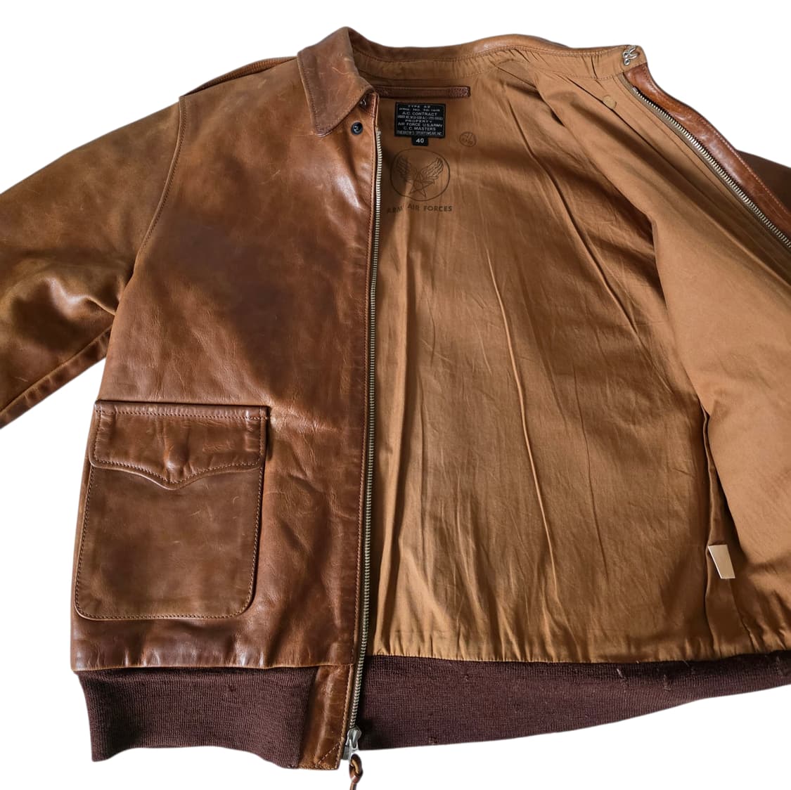 페로우즈 러셋브라운 말가죽 A-2 자켓 40 상품이미지2