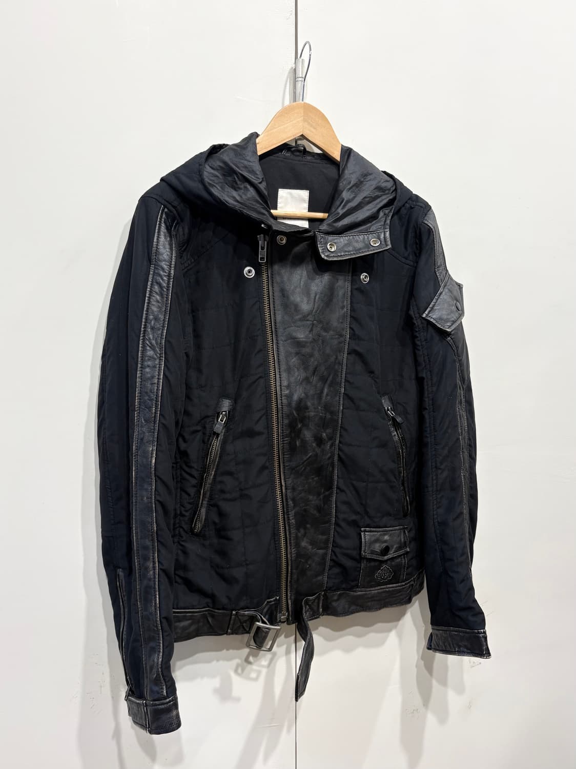 디젤 레더 트리밍 후드 자켓 상품이미지2