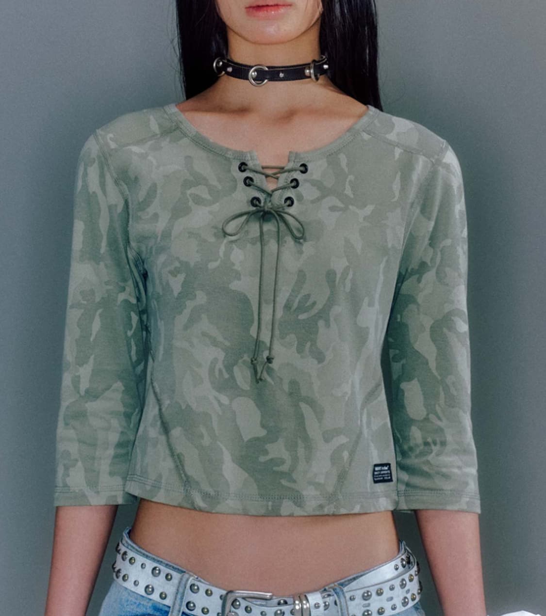 베이컨트 아카이브 하퍼 슬리브 티셔츠 카키 상품이미지1
