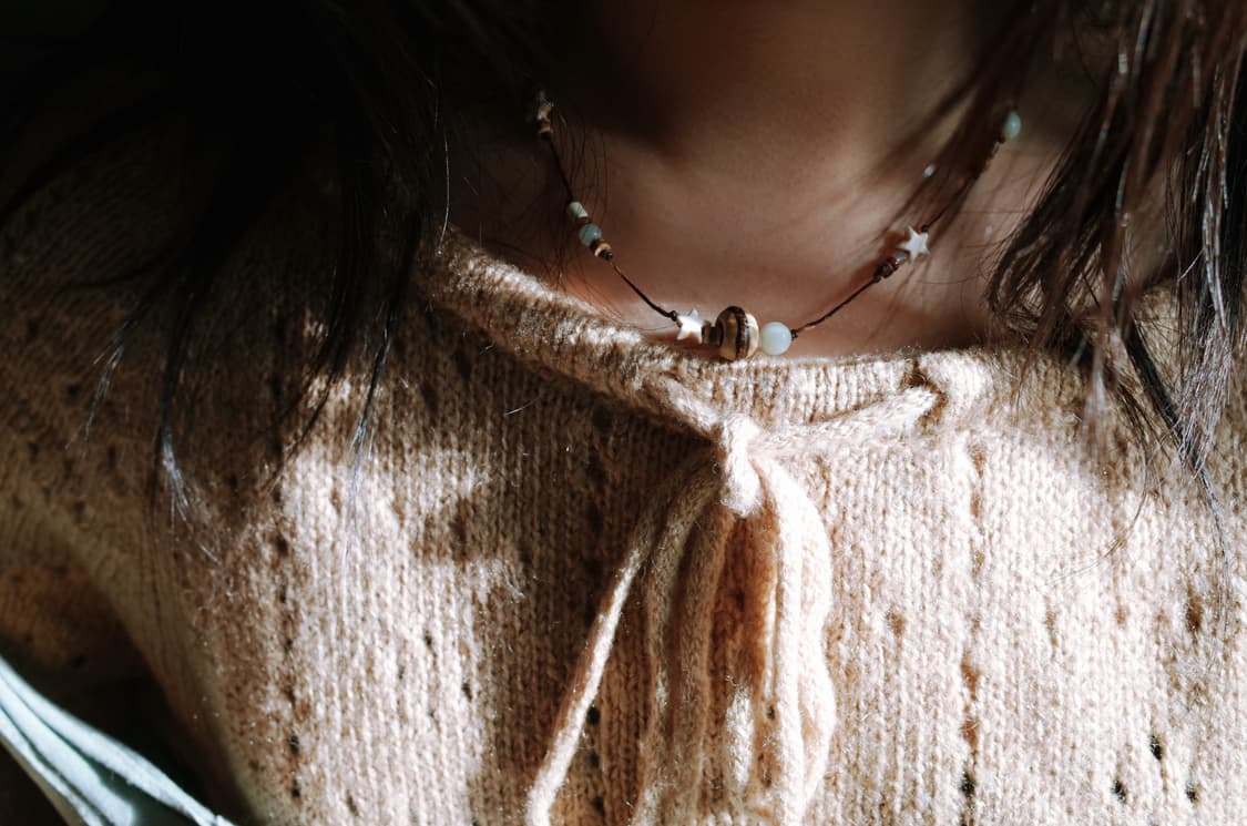 wood star-donut necklace 우드 스타 도넛 목걸이 상품이미지8