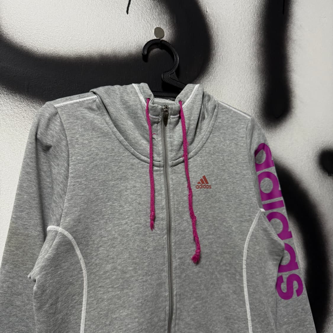 아디다스 00s 빅 프린팅 집업 후디 헤더 그레이 상품이미지3