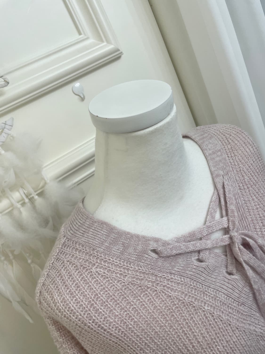 lavender pink lace-up point loose knit t 상품이미지7