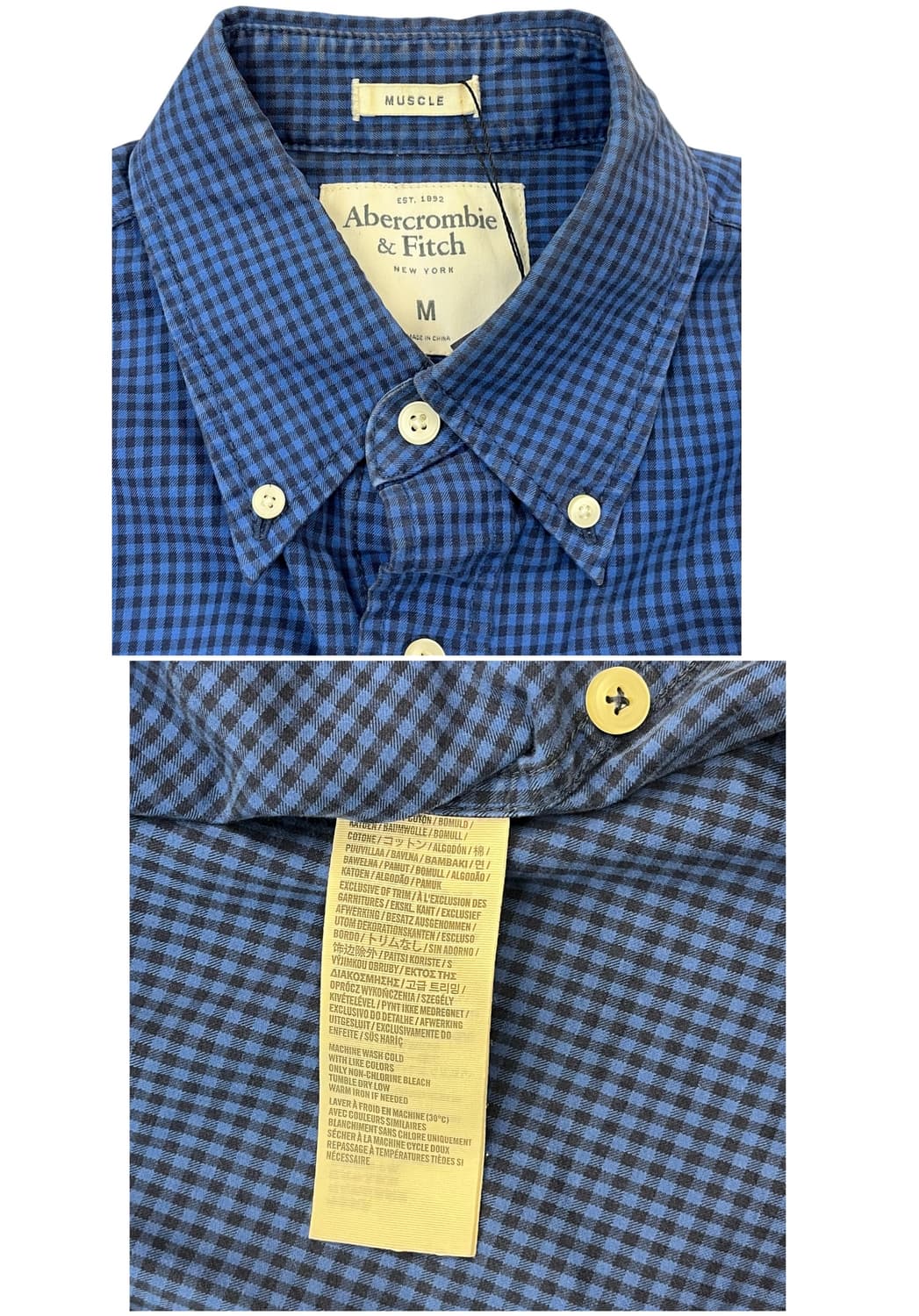 아베크롬비 깅엄 체크 셔츠 블루 M #csz1846 상품이미지4