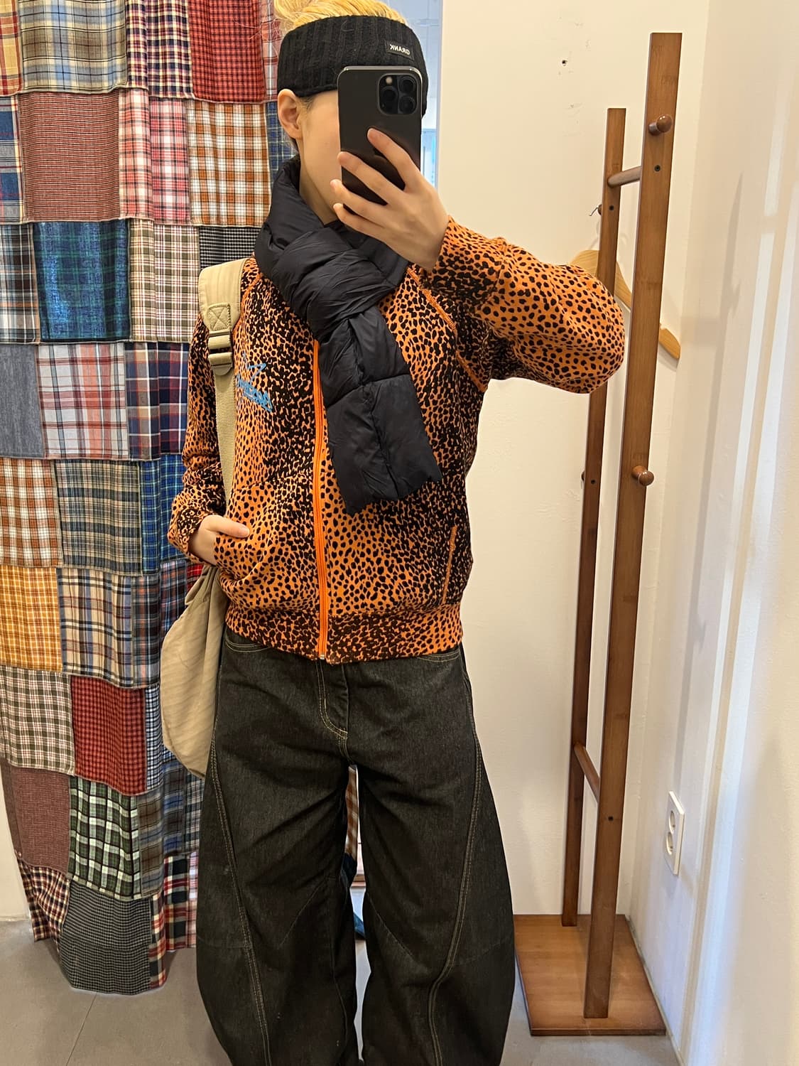 히스테릭글래머 오렌지 호피 스타 후드집업 상품이미지1