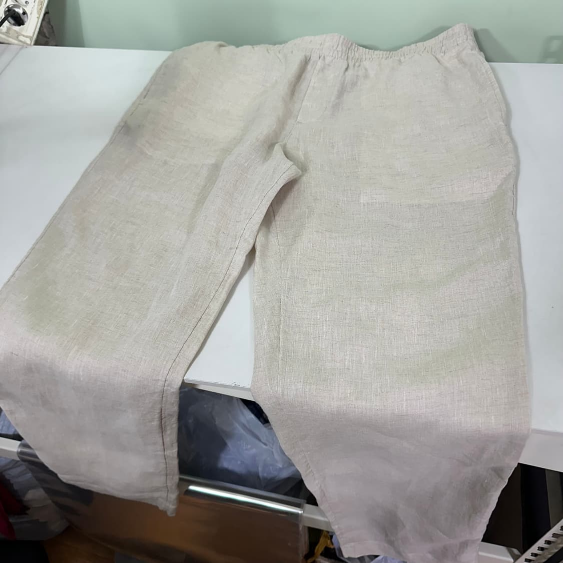 XL 흐앤므 H&M 라이트아이보리 루즈레귤러핏 밴딩 린넨팬츠 상품이미지3