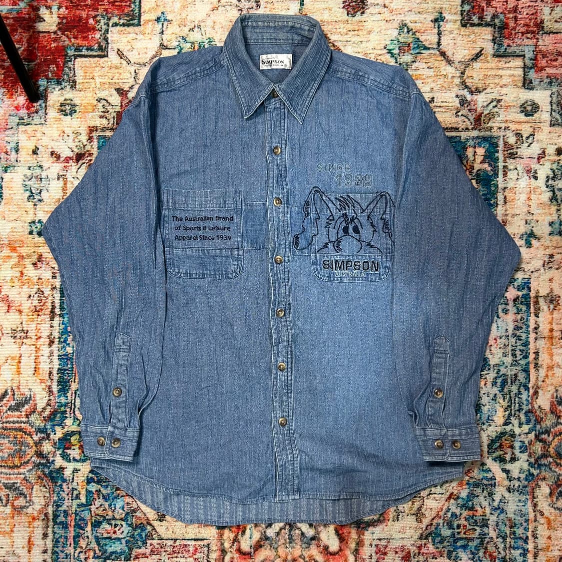 [L] 심슨(simpson) 자수 데님 셔츠 상품이미지1