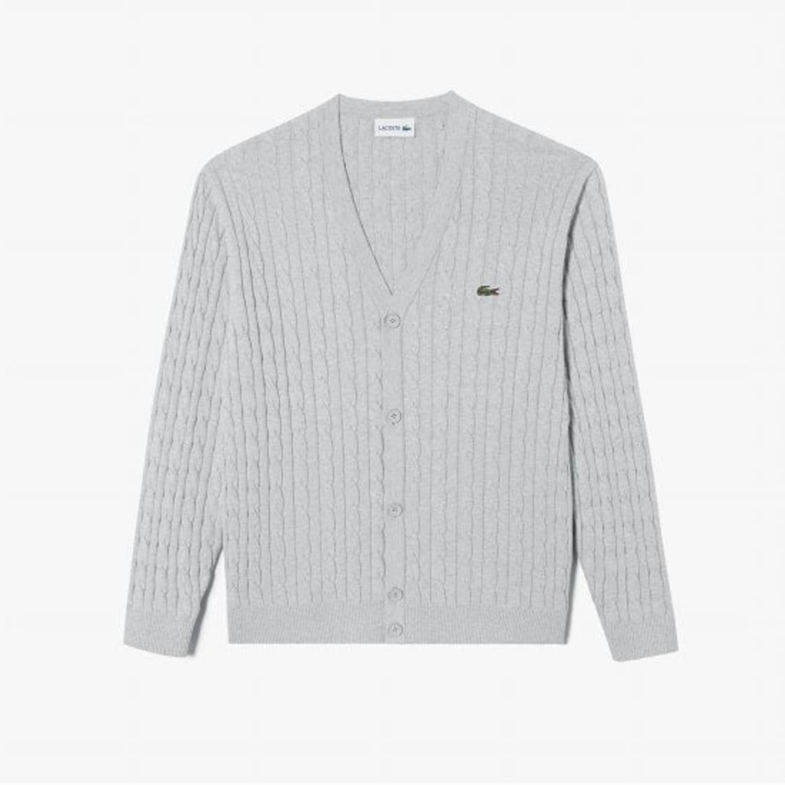 [새상품] 라코스테 케이블 V넥 가디건 그레이 상품이미지1