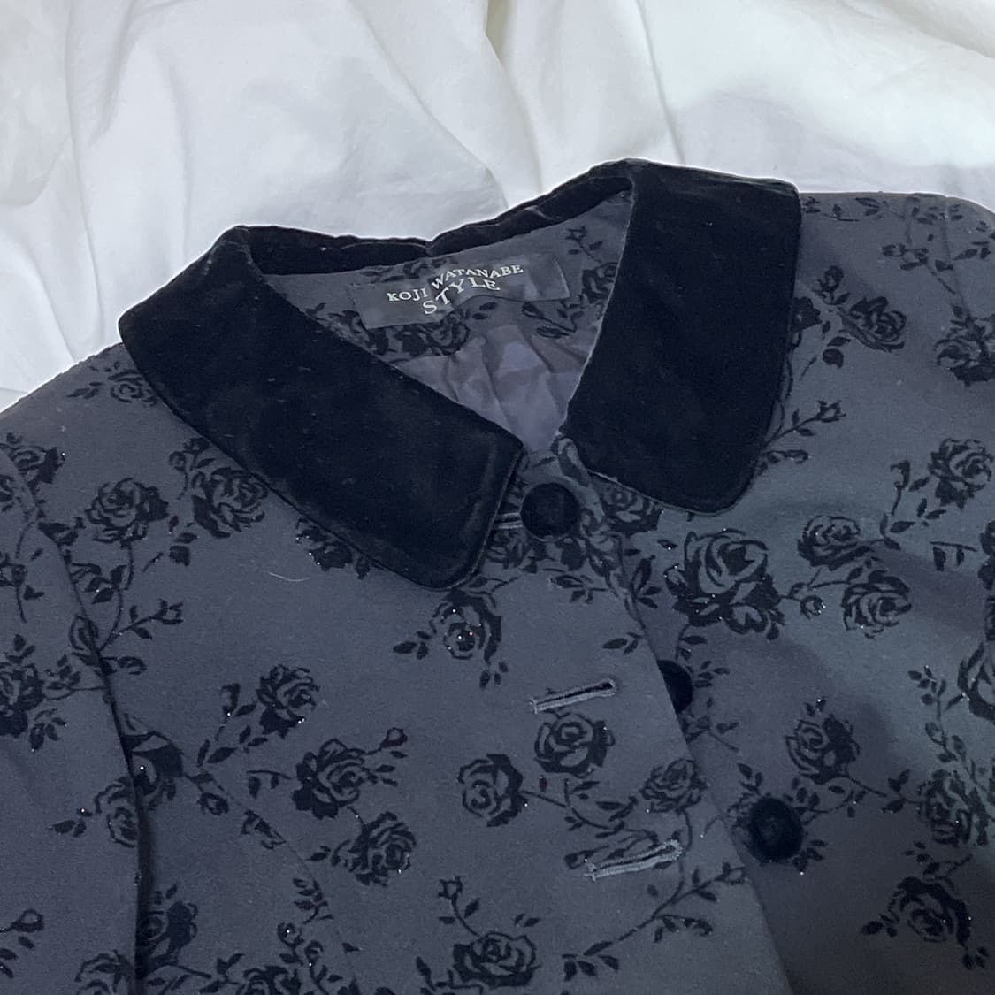 빈티지 ) 플라워벨벳 블랙자켓 상품이미지1