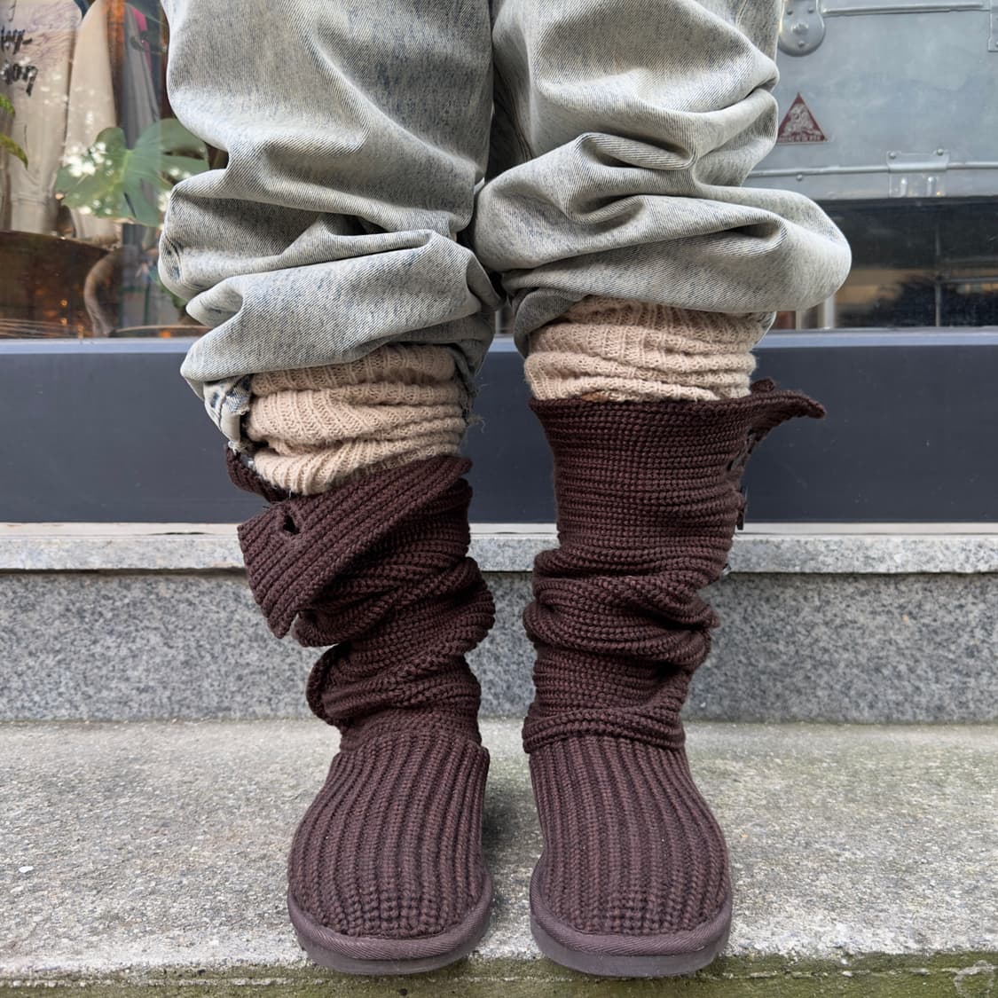 2000s Y2K 니트 카디 어그 부츠 상품이미지4