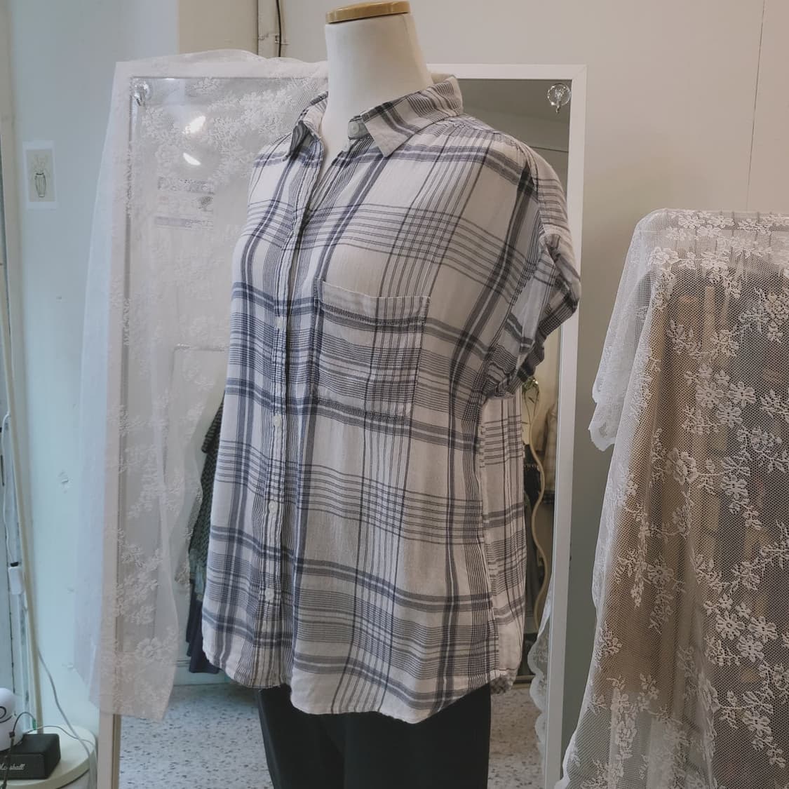 아메리칸이글 반팔 체크 롤업셔츠 상품이미지8