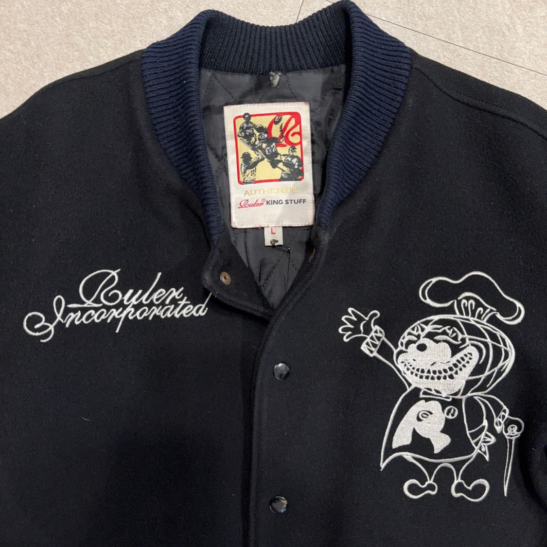 빈티지 울 레더 바시티 자켓 상품이미지3