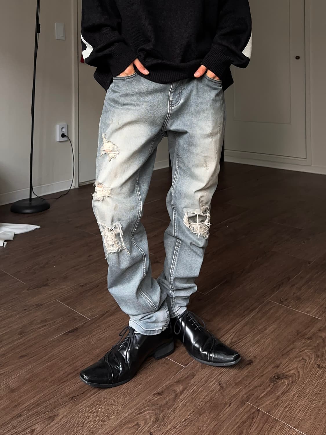 Ubjeans 디스트레스 & 리프드 스키니 진 상품이미지5