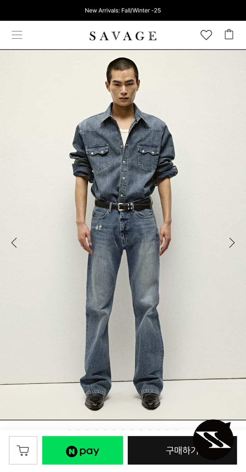 세비지 중청 부츠컷 데님 진 (L size) 상품이미지3