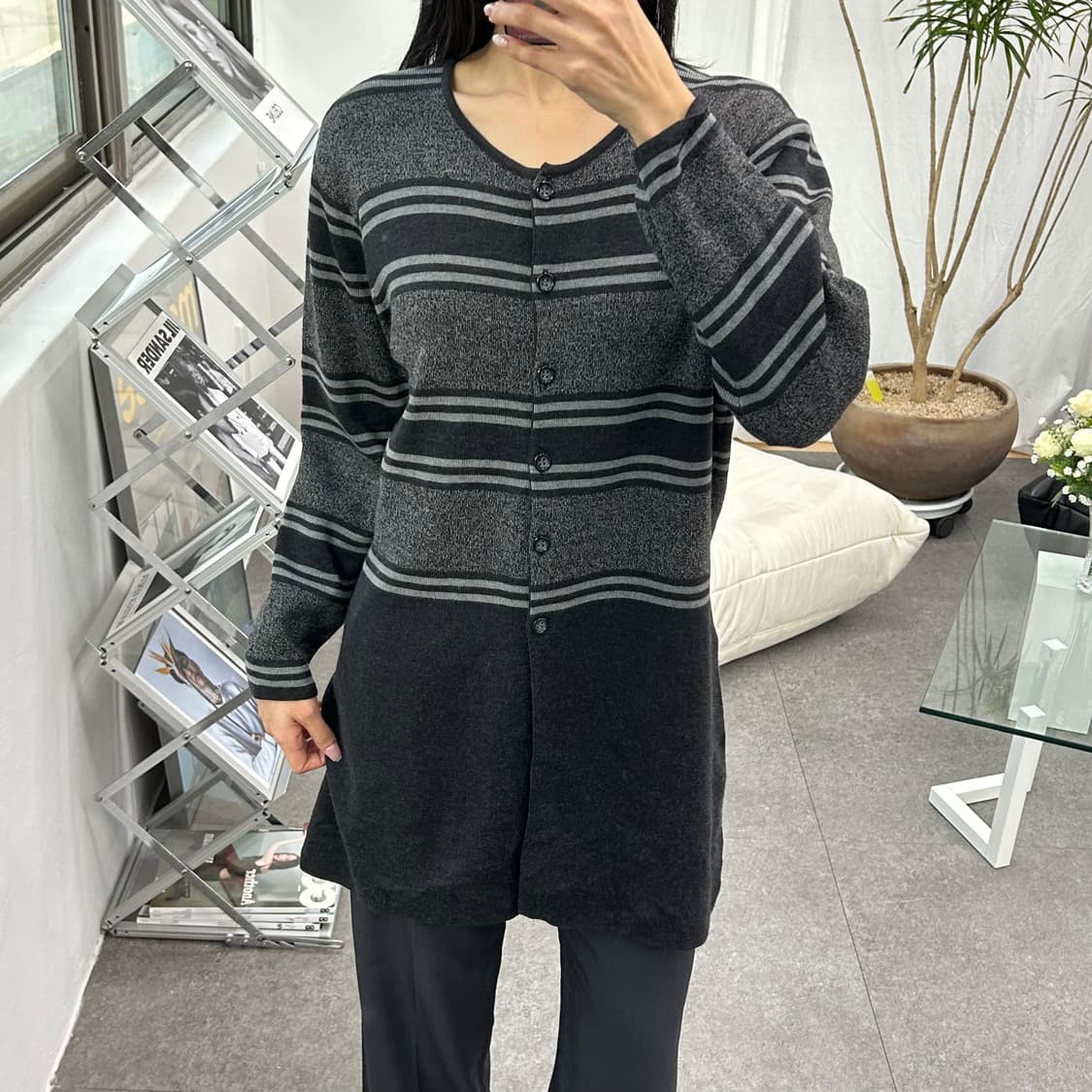 여성 스트라이프 롱 니트 가디건 상품이미지4