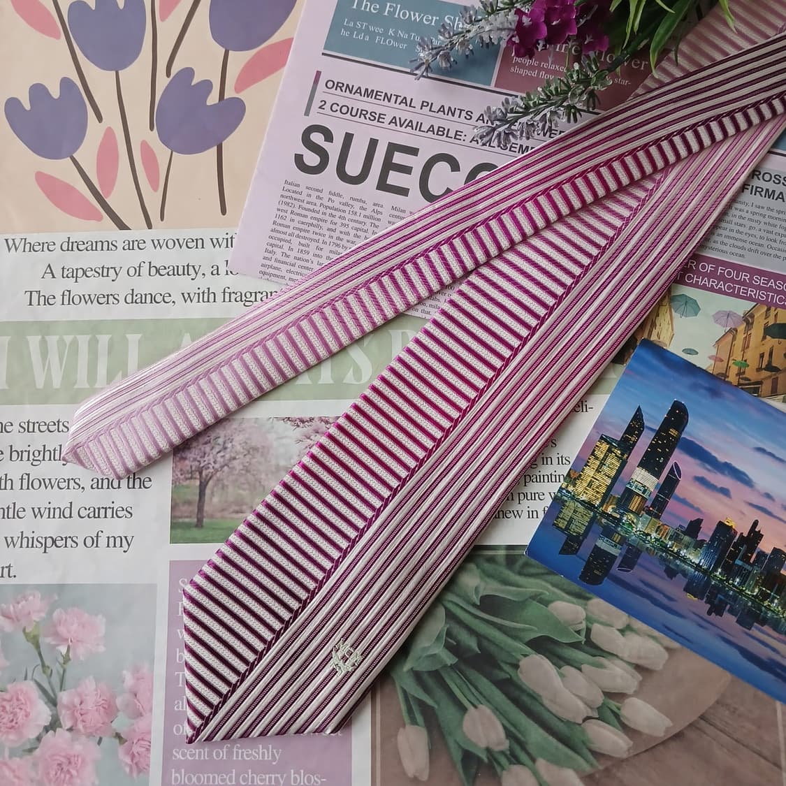 MCM 실크 퍼플 스트라이프 넥타이 8.5cm A+등급 A19261
 상품이미지5